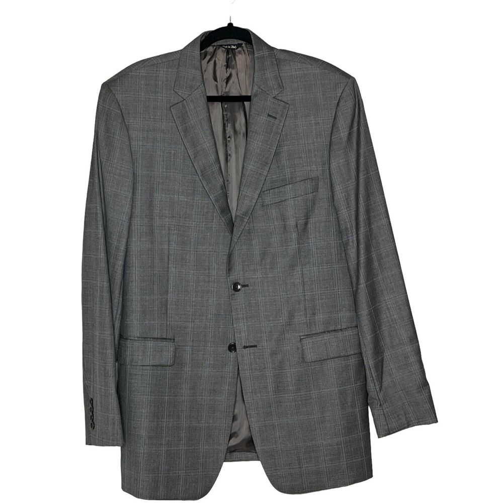 Gianni Manzoni Italy Men’s Size 42L Reda 130s Wool Gray Plaid Sport Jacket